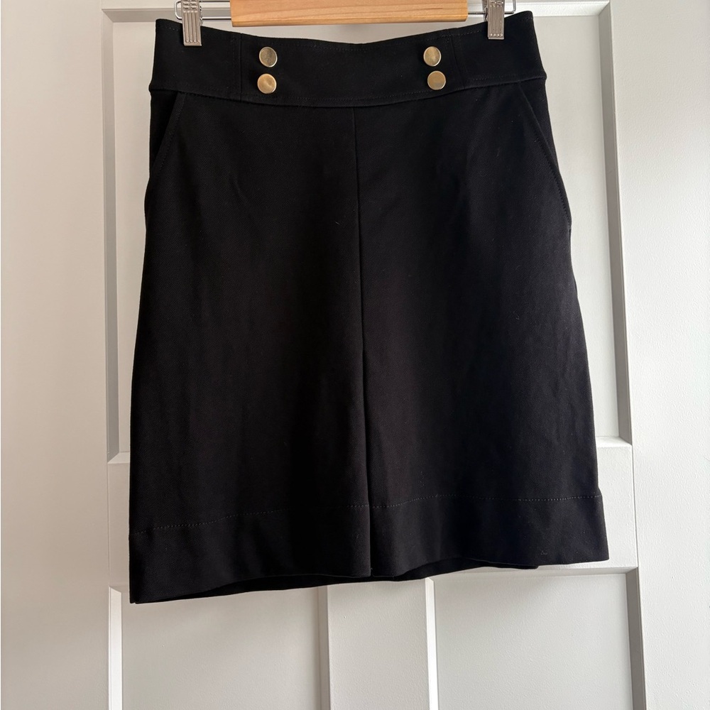 Ann Taylor Black Mini Skirt with Gold Buttons